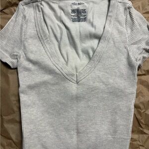 Wild Fable Deep V-Neck Ribbed Knit Crop Top